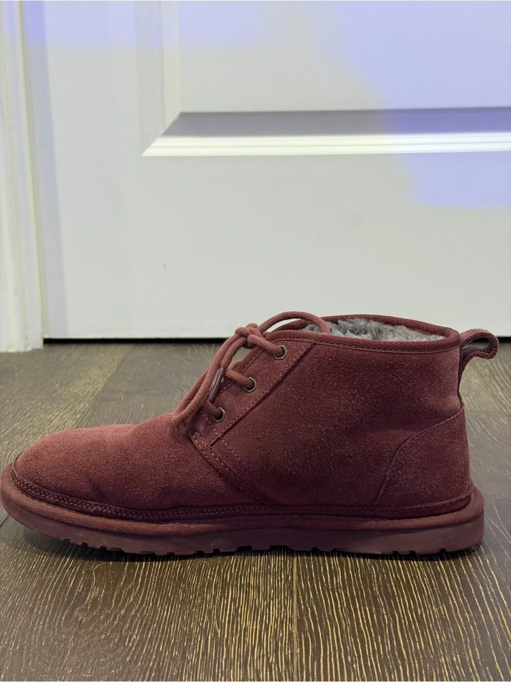 UGG Men's Wine Suede Lace-Up Ankle Boots